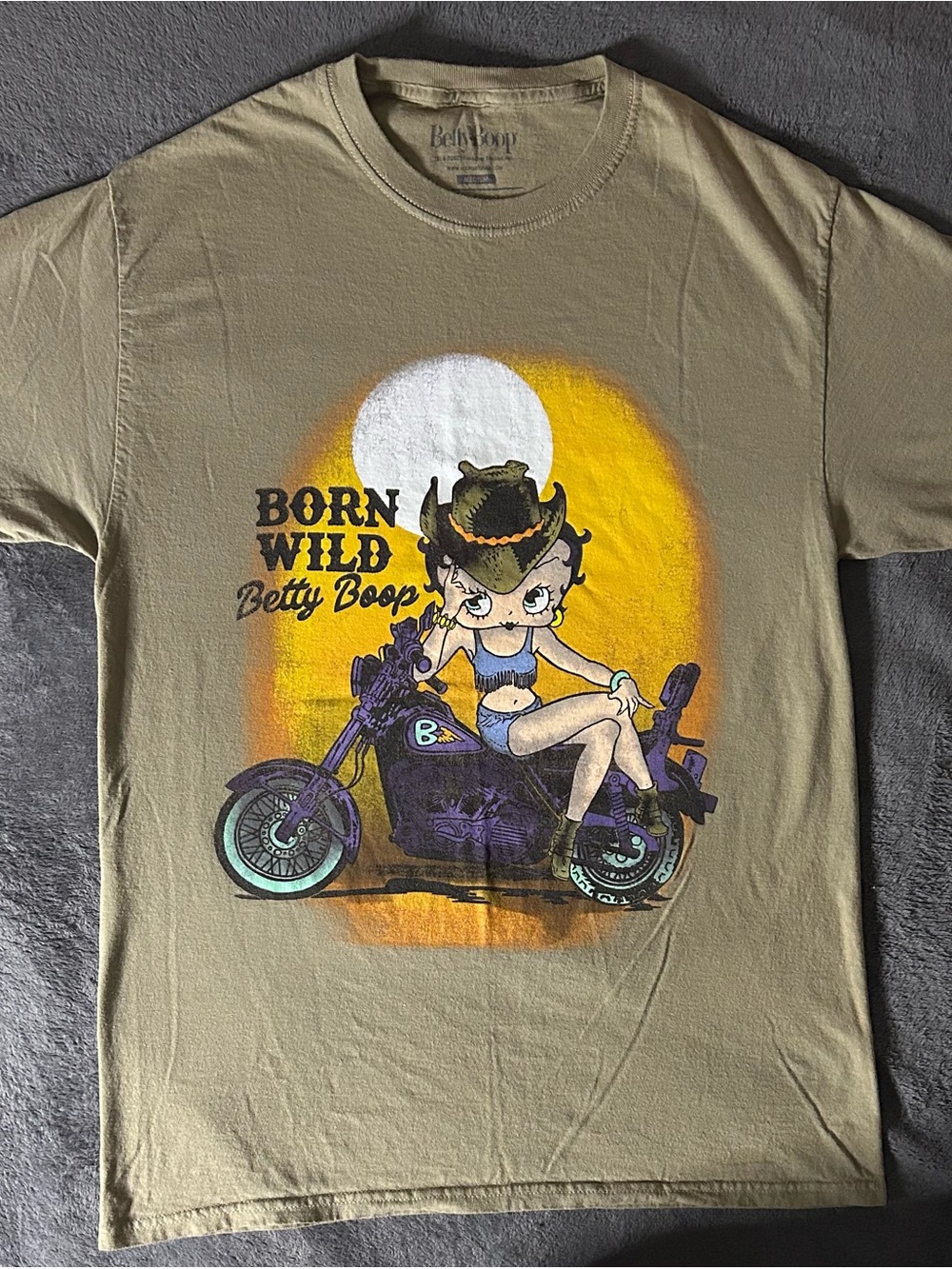 Betty Boop Olive Green 'Born Wild' Graphic Tee